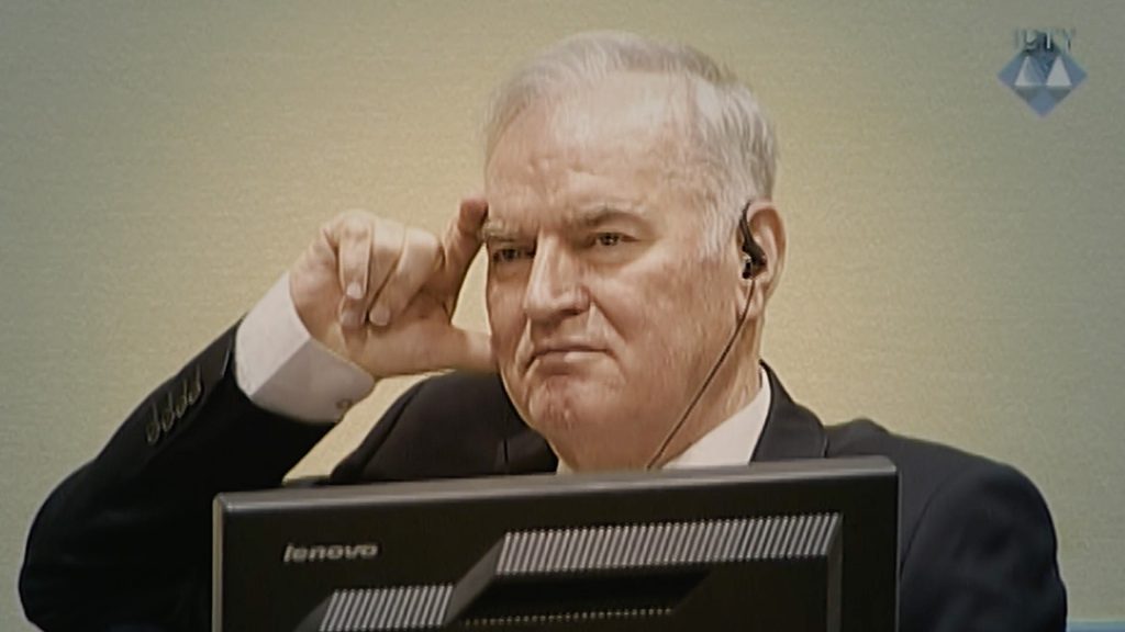 Ratko Mladić in a courtroom